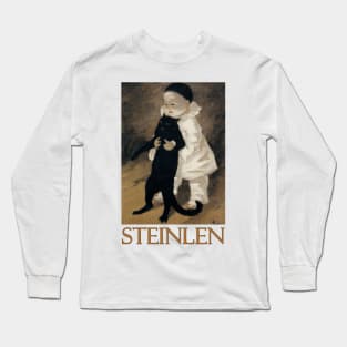 Pierrot et le Chat by Theophile Steinlen Long Sleeve T-Shirt